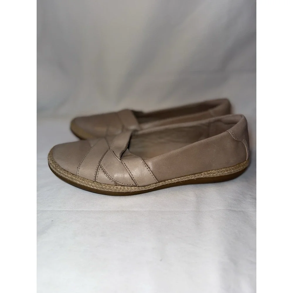 Clarks Collection Woven Leather Espadrilles Slip On‎ Nude Size 9